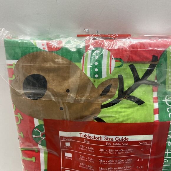 Best Value Flannel Backed Tablecloth 52 x 90 Oblong Christmas Design 2008 - Picture 4 of 5